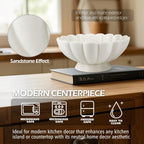 Accessoryway 8" White Fluted Scalloped Decorative Bowls -Moderate Ceramic Fruit Bowl for Kitchen Counter, Elegant Wavy Edge Centerpiece Bowls for Home Decor, Perfect for Housewarming &Wedding Gift